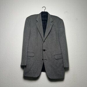 VTG Oak Creek Silk Wool Blazer Sport Coat Men 44R Grey Twill Herringbone 90s